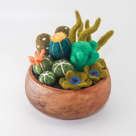 Needle Felted Cactus Garden in Wood Planter (6 inches) Needle Felted Cactus Garden in Wood Planter (6 inches)