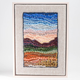 Mixed Media Fiber Art Landscape: Red Clay Valley (11" x 15") Rug Hooking, Punching, Needle Felting Mixed Media Fiber Art Landscape: Red Clay Valley (11" x 15") Rug Hooking, Punching, Needle Felting