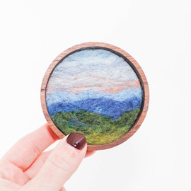 Mini Wool Landscape Painting: Needle Felted Fiber Art (Blueridge View) 3x3