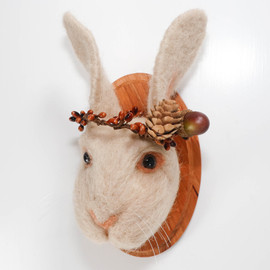 Needle Felted Rabbit Portrait, Autumn Wreath Crown