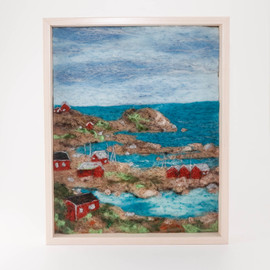 Wool Landscape Painting: Needle Felted Fiber Art, Swedish Archipelago (8x10)