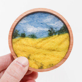 Mini Wool Landscape Painting, Needle Felted Fiber Art: Swedish Summer #3