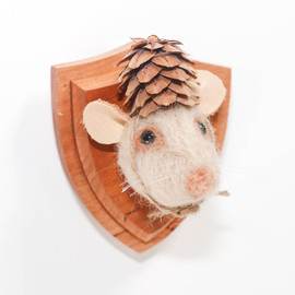 Needle Felted Mouse Portrait with Pinecone Hat
