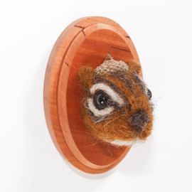 Needle Felted Chipmunk Portrait with Acorn Hat