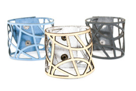 Wide Leather Cuff - Curved Geometry