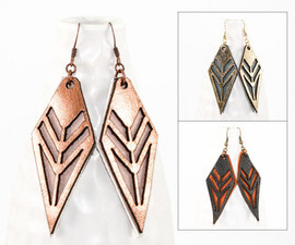 Leather Earrings - Tribal Pattern