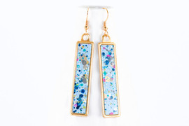 Long Splatter Painted Dangle Earrings - Confetti