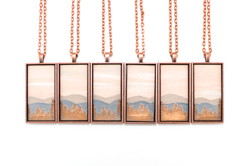 Landscape Painting Pendant - Mountains at Sunrise