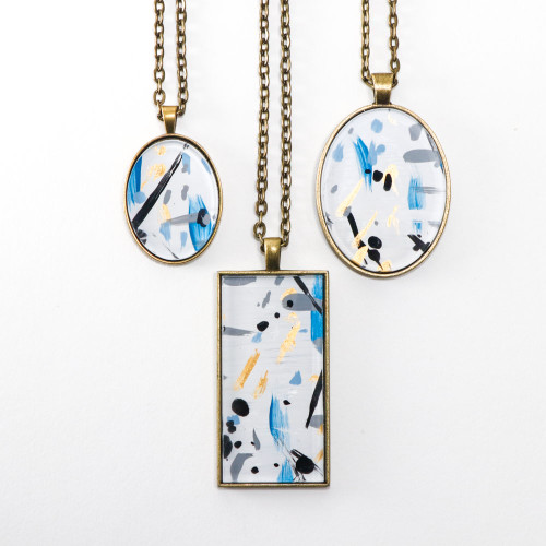 Abstract Painted Acrylic Pendant Necklace (Penpal Colorway)