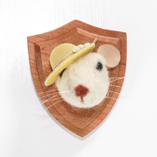 Needle Felted Mouse Portrait (Yellow Hat)