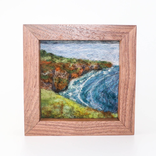 Wool Landscape Painting: Needle Felted Fiber Art (Emerald Isle #3) 5x5