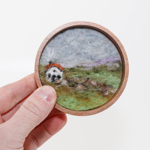 Mini Wool Landscape Painting, Needle Felted Fiber Art: Emerald Isle #9