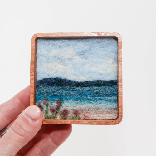 Mini Wool Landscape Painting, Needle Felted Fiber Art: Swedish Summer #1