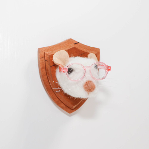 Needle Felted Mouse Portrait with Pink Glasses