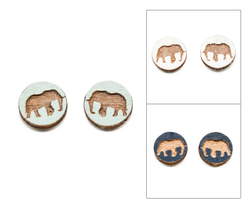 Cameo Post Earrings - Elephant