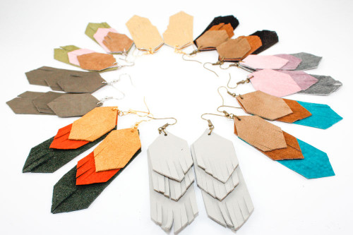 Suede Dangle Earrings - Fringe Layers