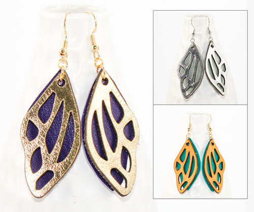 Leather Earrings - Butterfly Wing