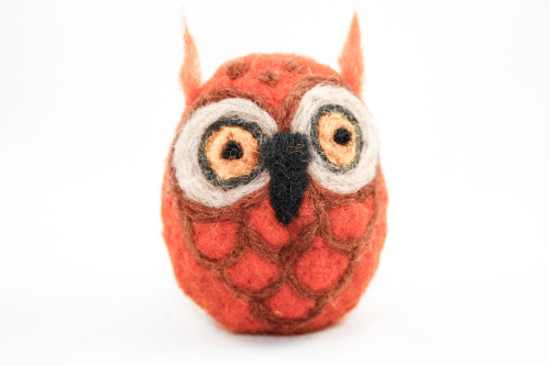 Needle Felted Owl (Orange & Tan)