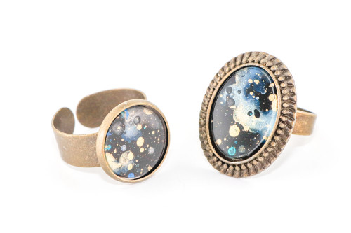 Splatter Painted Ring -  Black Galaxy (Choose Your Setting)