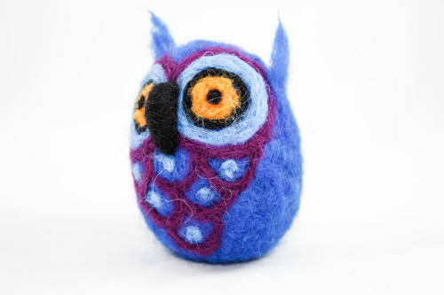 Needle Felted Owl (Blue & Purple)