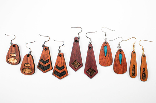 Laser Cut Wood Dangle Earrings: Butterfly Design