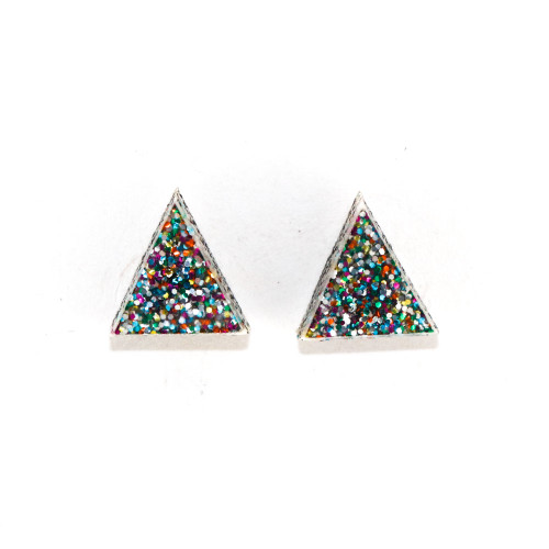 Sparkle Acrylic Stud Earrings - Triangle Design