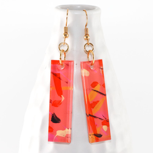 Abstract Painted Acrylic Dangle Earrings - Bar Design (Fruit Punch Colorway)