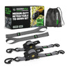 1" x 10' Retractable Ratchet Straps - Pack of 2 Gray