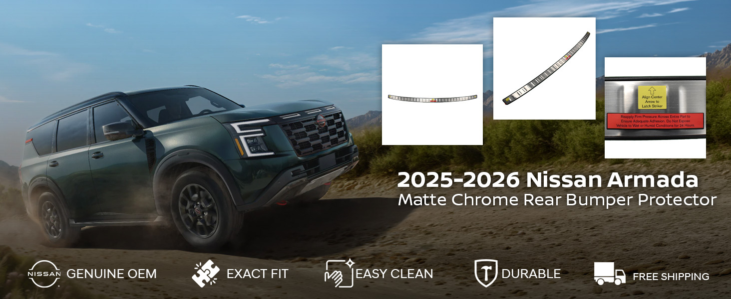 2025-2026 Nissan Armada Matte Chrome Rear Bumper Protector
