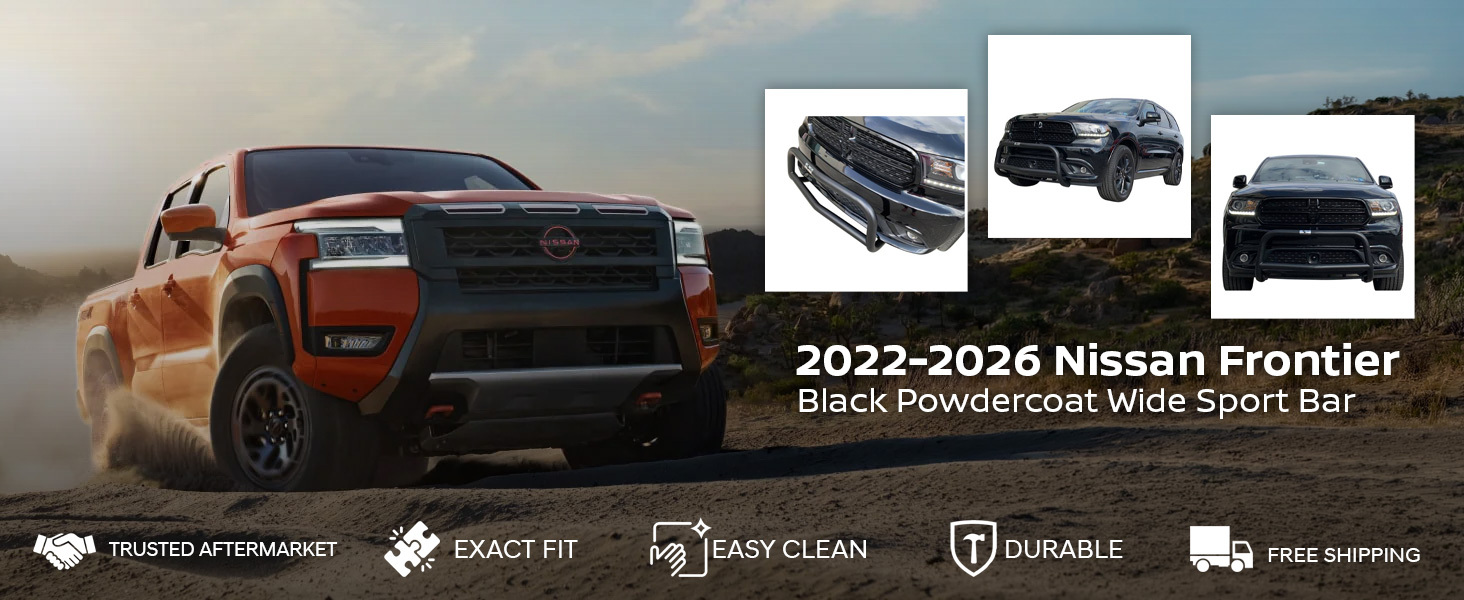 2024-2026 Nissan Frontier Black Powdercoat Wide Sport Bar
