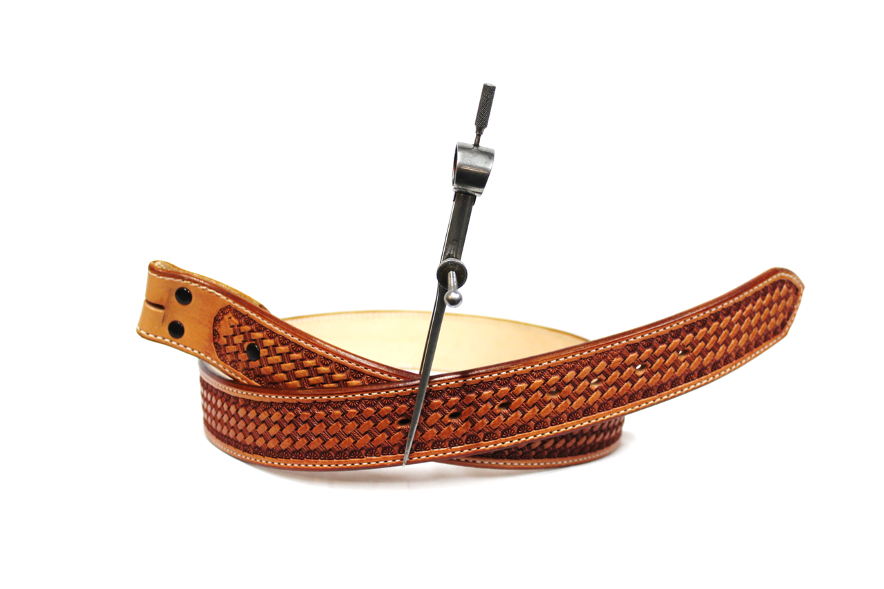 BC Belts Leather Belt Strap with Embossed Basket Weave Pattern