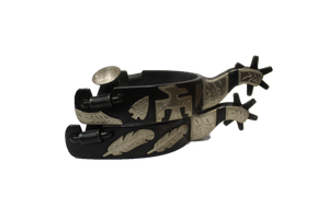 Wayne Dollar spurs with feathers & thunderbird