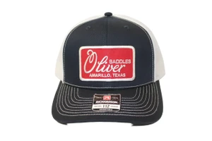 Navy Oliver 112 ball cap with red patch.