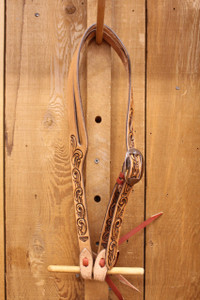 1'' Floral Tooled Slotted One-Ear Headstall 1'' Floral Tooled Slotted One-Ear Headstall