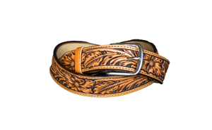 1 1/2" Floral tooled belt