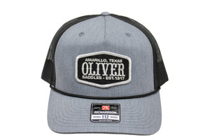 Grey Oliver 112 ball cap with black patch.