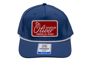 Blue Oliver Hat with Red Patch