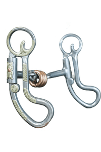 Cowpuncher 212 bit has 5" cheeks  with a dogbone snaffle with copper rollers mouthpiece