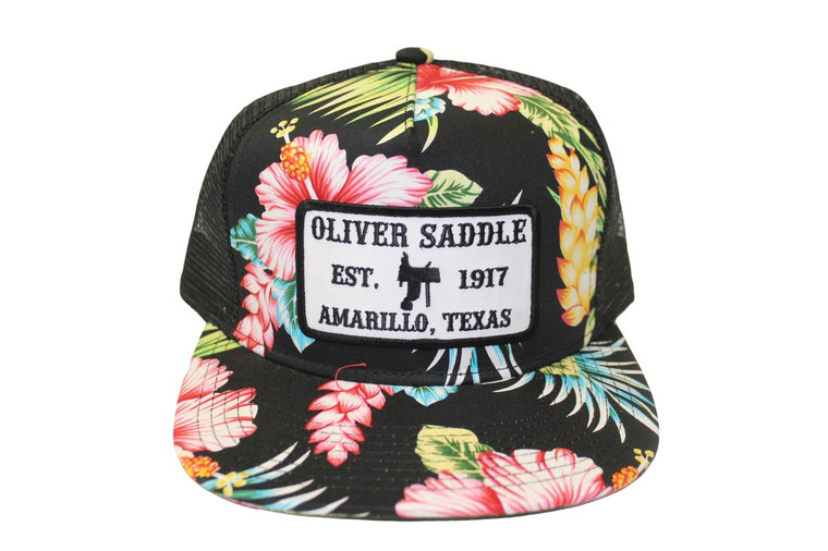 Black Hawaiian Oliver ball cap with White Patch