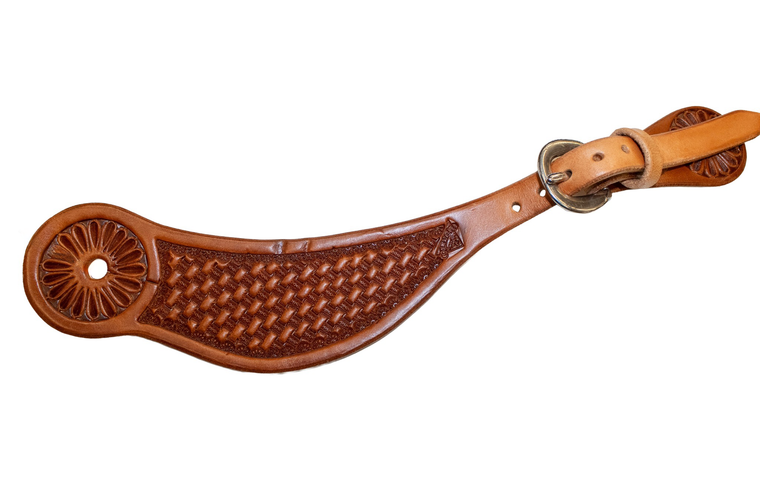 Extra long basketweave cowboy spur straps