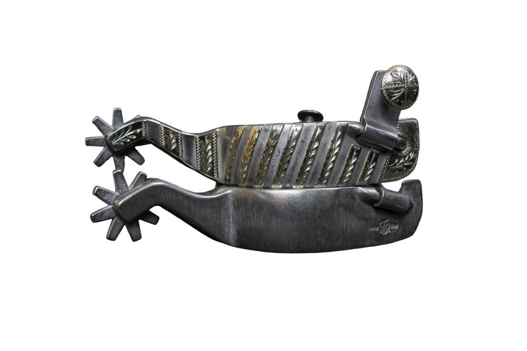 Ownbey mounted spurs with 1 1/4" band and 8 point rowels