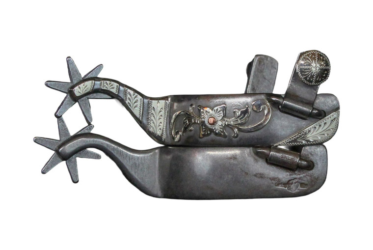 Ownbey mounted spurs with 2 1/2" shank with 6 point rowels.
