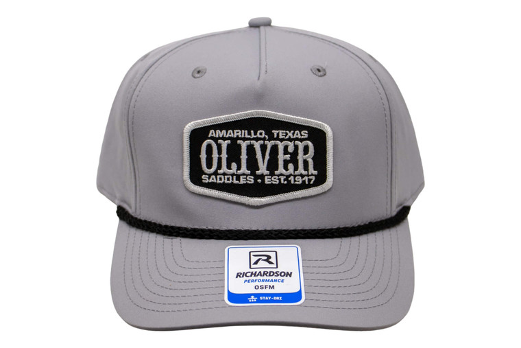 Grey Oliver 258 ball cap with Black patch and rope.