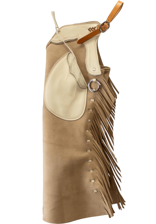Left leg of new Oliver Arizona Bell chaps 23"x 38" in tobacco.