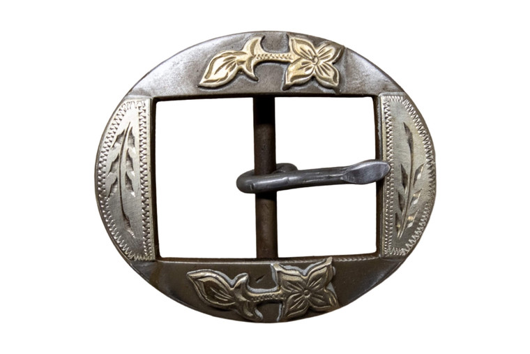 Campbell 1" Floral and Nickel Cart Buckle