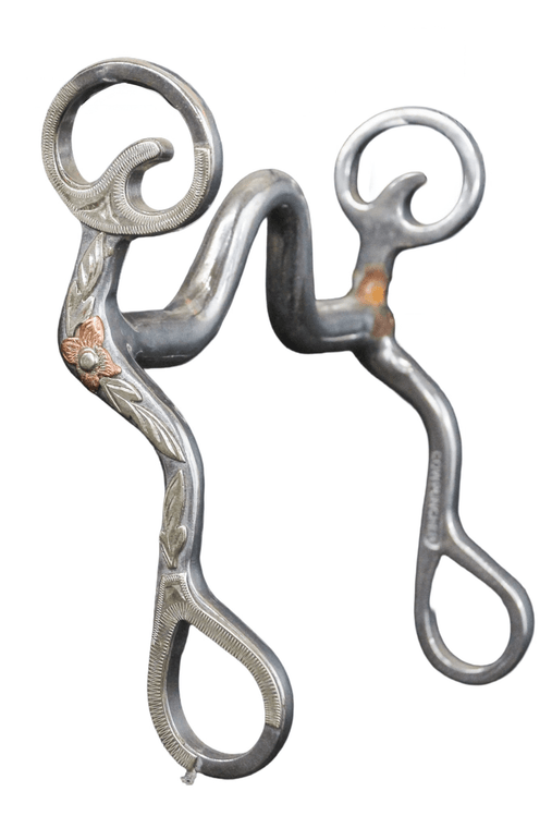 Cowpuncher 106 bit is a 6 1/2" fixed cheek bit with heavy bars and a tapered 2" port.