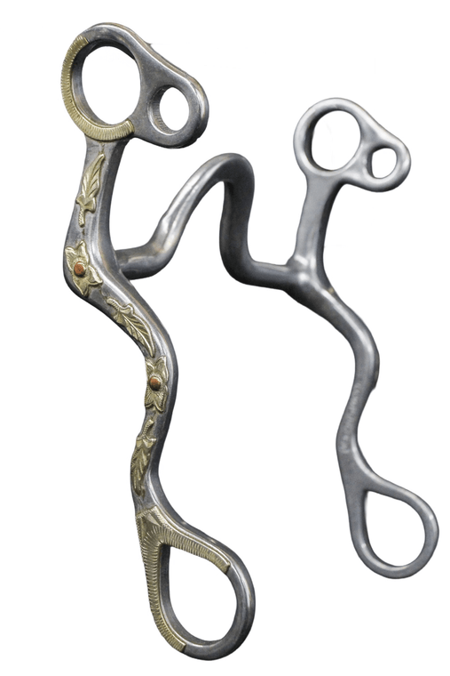 Cowpuncher 112 bit with 7 1/2" cheeks and small bars with a 2" flat spoon port.