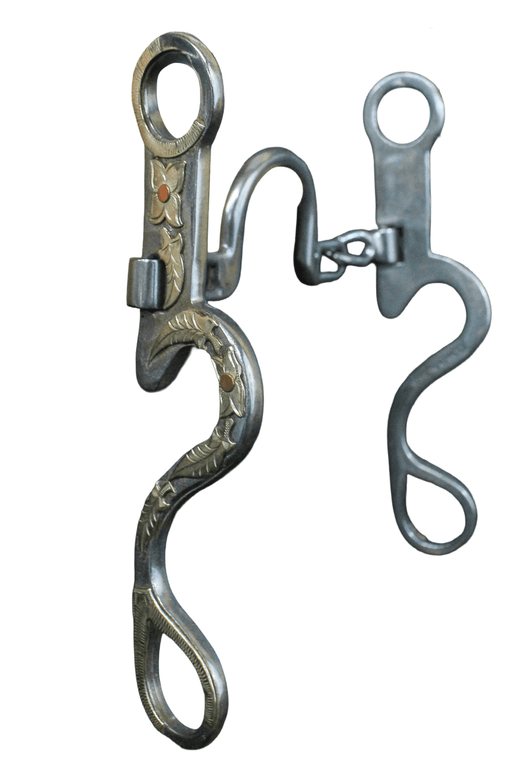 Cowpuncher 232 is a cavalry bit with loose cheeks and a chain port mouthpiece