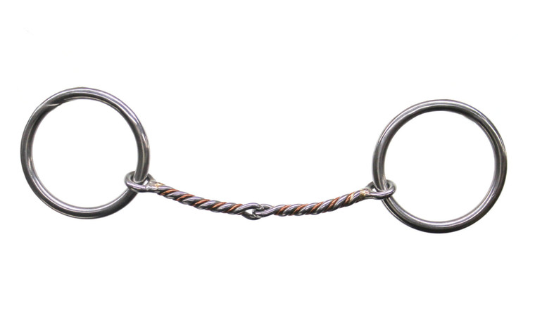 Cowpuncher 89 ring snaffle bit with copper.
