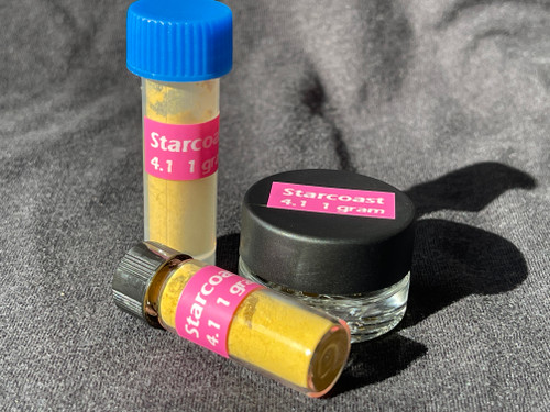 Glass jar, plastic vial, glass vial containing Starcoast Batch 4.1 Glass jar, plastic vial, glass vial containing Starcoast Batch 4.1